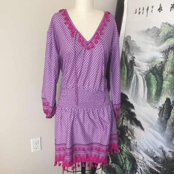 Boho Smocked Waist Dress Size Large - Picture 3 of 5